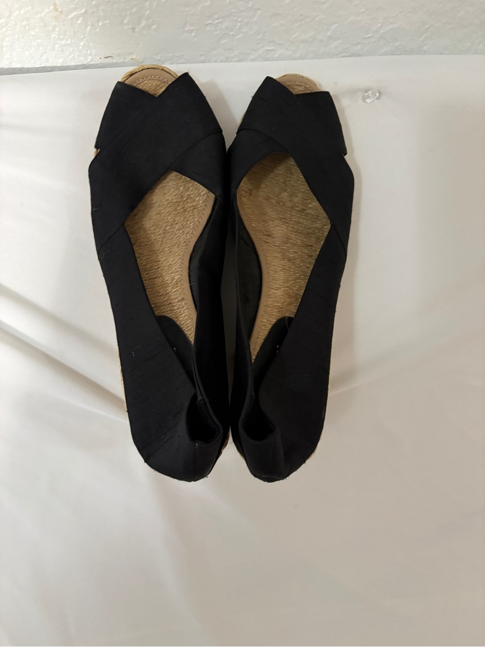 Ralph Lauren Black Crisscross Peep-Toe Flats